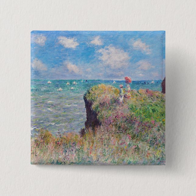 Claude Monet - Cliff Walk at Pourville 2 Inch Square Button (Front)