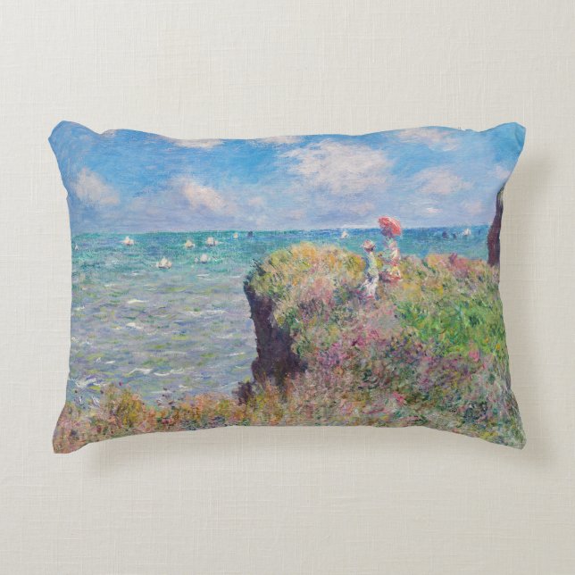 Claude Monet - Cliff Walk at Pourville Accent Pillow (Front)