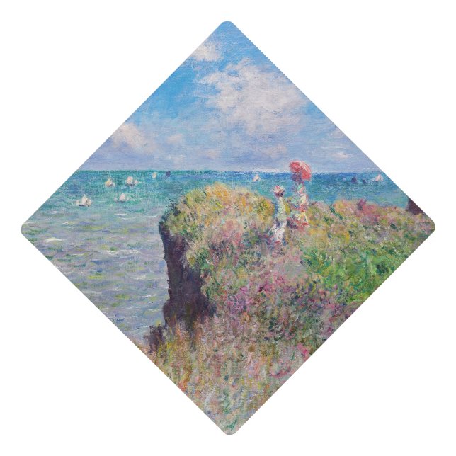 Claude Monet - Cliff Walk at Pourville Graduation Cap Topper (Front)