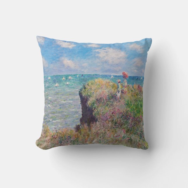 Claude Monet - Cliff Walk at Pourville Throw Pillow (Front)