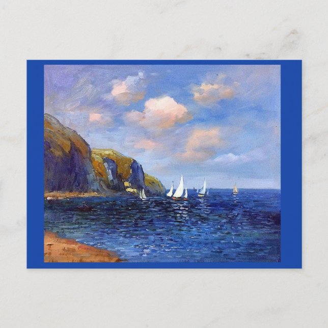 Claude Monet, Cliffs And Sailboats At Pourville Postcard (Front)
