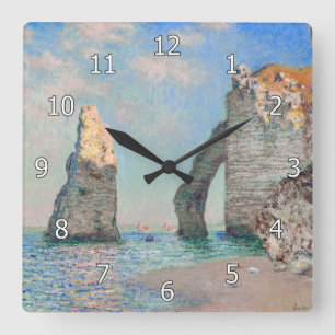 Claude Monet - Cliffs at Etretat Square Wall Clock