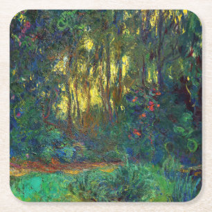 Claude Monet - Corner of a Pond with Waterlilies Square Paper Coaster