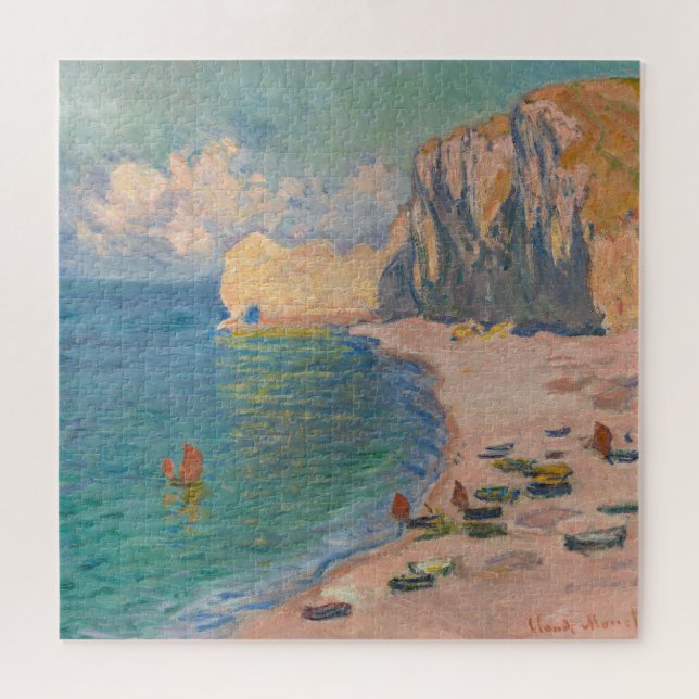Claude Monet - Etretat: Beach and Falaise d'Amont Jigsaw Puzzle (Horizontal)