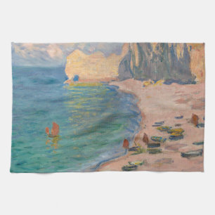 Claude Monet - Etretat: Beach and Falaise d'Amont Kitchen Towel