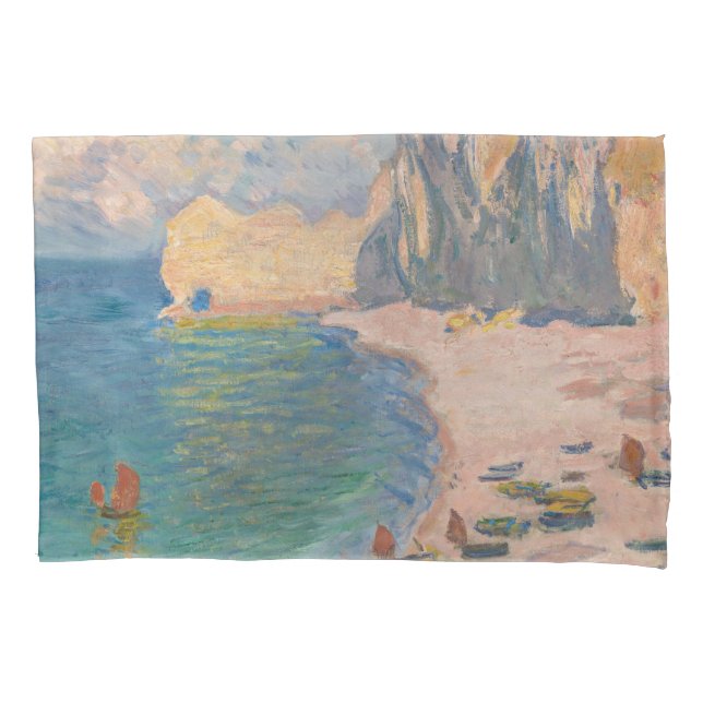 Claude Monet - Etretat: Beach and Falaise d'Amont Pillowcase (Front)