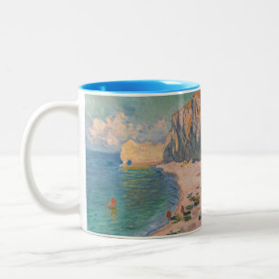 Claude Monet - Etretat: Beach and Falaise d'Amont Two-Tone Coffee Mug