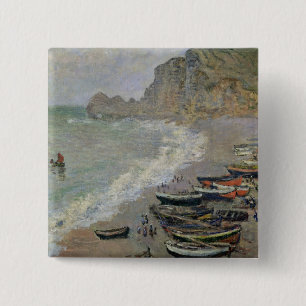 Claude Monet   Etretat, beach and Porte d'Amont 2 Inch Square Button