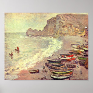 Claude Monet - etretat-beach and Porte dAmont Poster