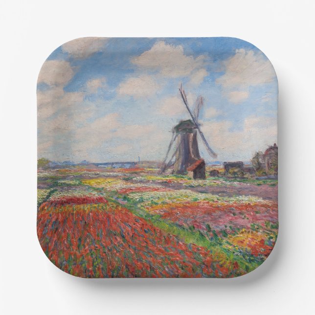 Claude Monet - Field of Tulips in Holland Paper Plate (Front)