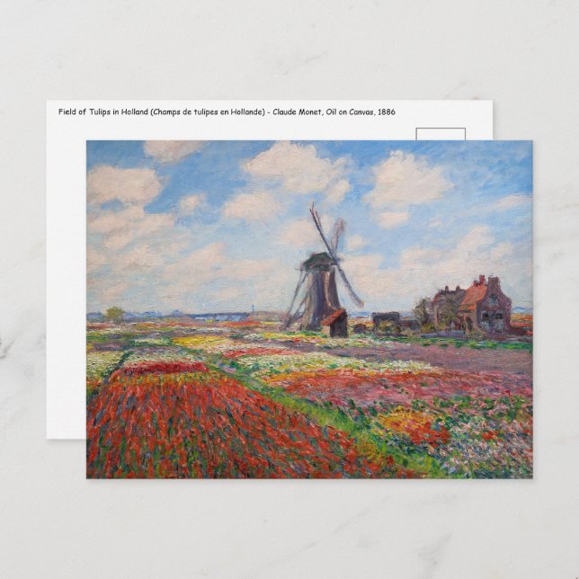 Claude Monet - Field of Tulips in Holland Postcard (Front/Back)