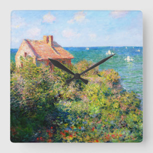 Claude Monet: Fishermans Cottage at Varengeville Square Wall Clock