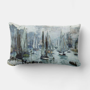 Claude Monet Fishing Boats Leaving the Harbor  Lumbar Pillow