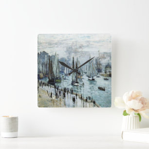 Claude Monet Fishing Boats Leaving the Harbor  Square Wall Clock