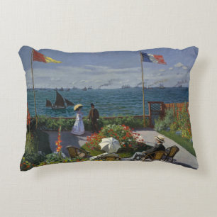 Claude Monet - Garden at Sainte-Adresse Decorative Pillow