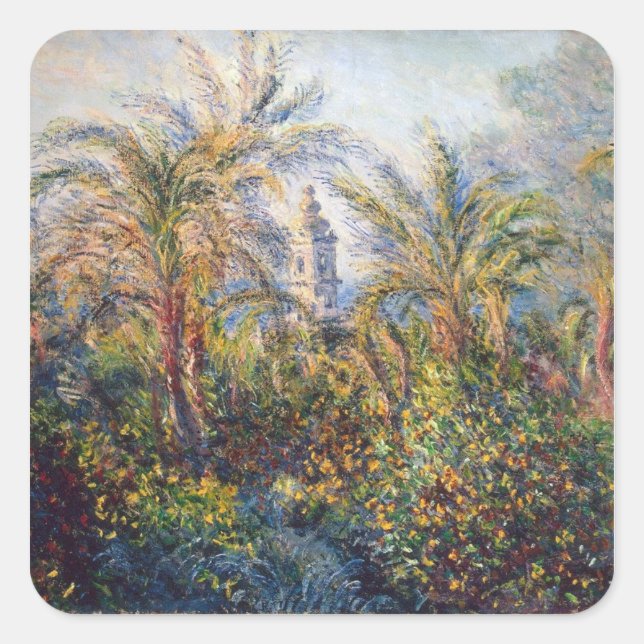 Claude Monet | Garden in Bordighera Square Sticker (Front)