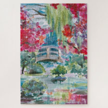 Claude Monet garden pond bridge painting
