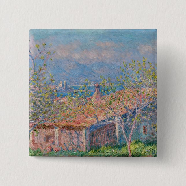 Claude Monet - Gardener's House at Antibes 2 Inch Square Button (Front)