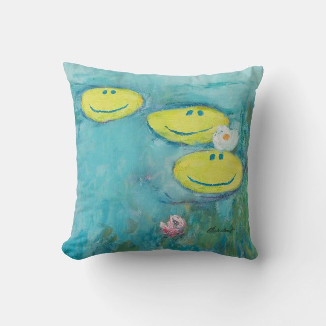 Claude Monet Happy Faces Throw Pillow (Front)