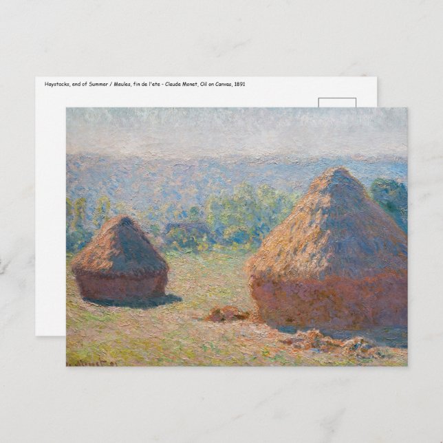 Claude Monet - Haystacks, end of Summer Postcard (Front/Back)