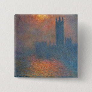 Claude Monet - Houses of Parliament London 2 Inch Square Button