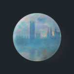 Claude Monet. Houses of Parliament London. Blue 1 Inch Round Button<br><div class="desc">Claude Monet "Houses of Parliament,  London" button.</div>