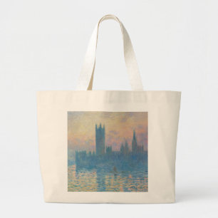 Claude Monet Houses of Parliament Sunset Large Tote Bag