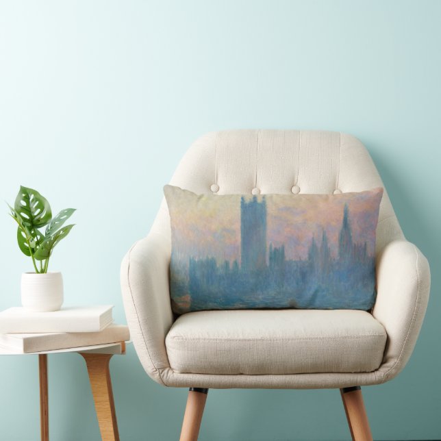 Claude Monet Houses of Parliament Sunset Lumbar Pillow (Chair)