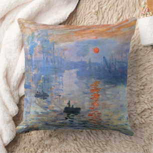 Claude Monet Impression Sunrise 1872 Harbour Art Throw Pillow