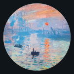 Claude Monet - Impression, Sunrise Classic Round Sticker<br><div class="desc">Impression,  Sunrise (Impression,  Soleil levant) - Claude Monet,  Oil on canvas,  1872

Impression,  Sunrise depicts the port of Le Havre,  Monet's hometown.</div>