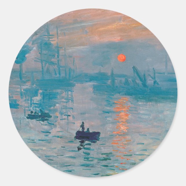Claude Monet Impression Sunrise French Classic Round Sticker (Front)
