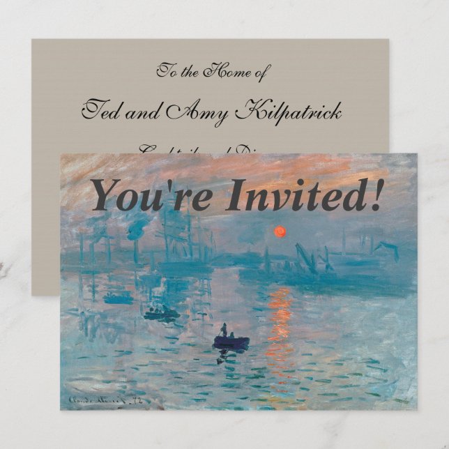 Claude Monet Impression Sunrise French Invitation (Front/Back)