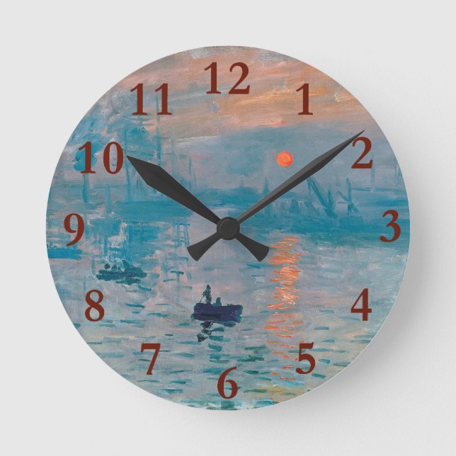 Claude Monet Impression Sunrise French Round Clock (Front)