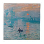 Claude Monet Impression Sunrise French Tile<br><div class="desc">Monet Impressionism Painting - The name of this painting is Impression,  Sunrise,  a famous painting by French impressionist Claude Monet painted in 1872 and shown at the exhibition of impressionists in Paris in 1874. Sunrise shows the port of Le Havre.</div>