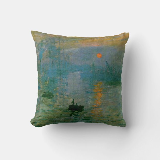Claude Monet Impression Sunrise Impressionism Oil Throw Pillow (Front)