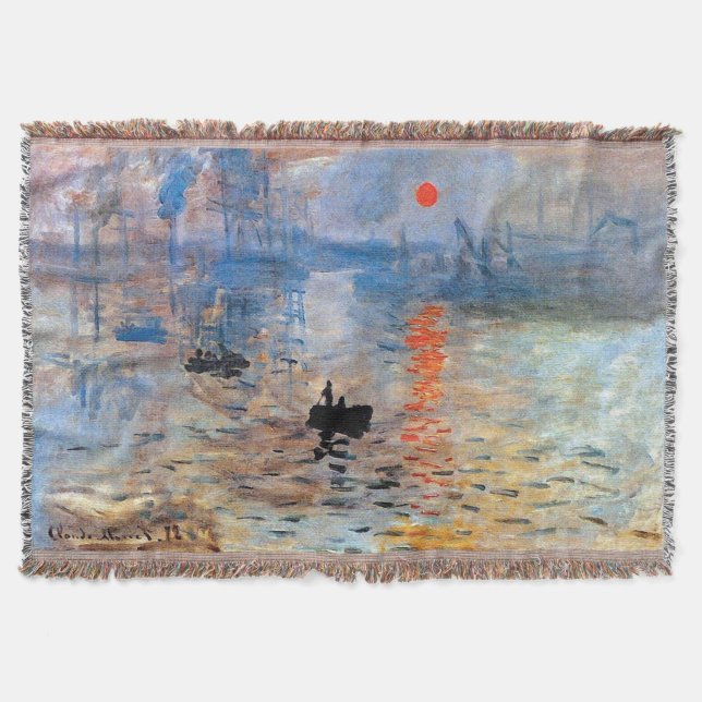 Claude Monet Impression Sunrise Poster Canvas Prin Throw Blanket (Front)