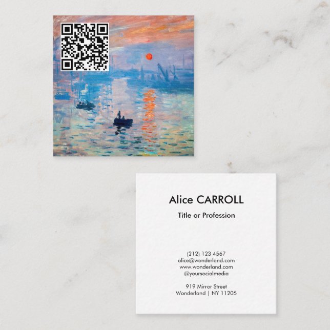 Claude Monet - Impression, Sunrise - QR Code Square Business Card (Front/Back)