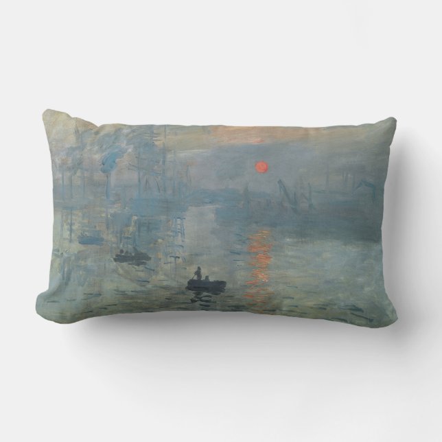 Claude Monet Impression Sunrise Soleil Levant Lumbar Pillow (Front)