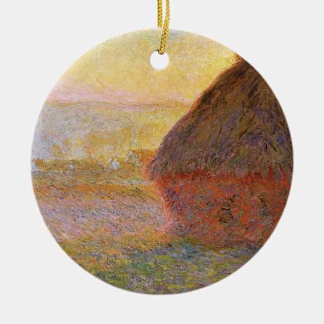 Claude Monet Impressionist Painting Graystaks I Ceramic Ornament (Front)
