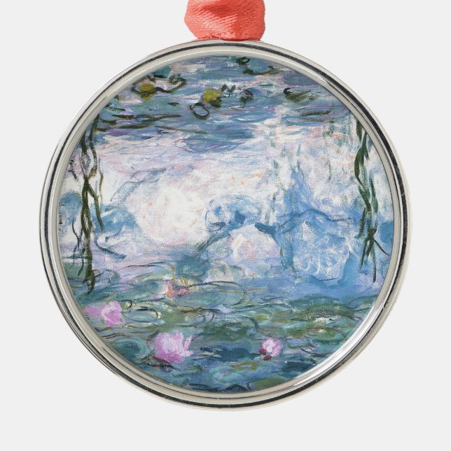 Claude Monet Impressionist Water Lillies Painting Metal Ornament (Front)