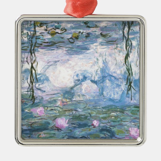 Claude Monet Impressionist Water Lillies Painting Metal Ornament (Front)