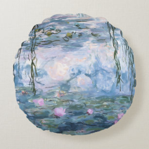 Claude Monet Impressionist Water Lillies Painting Round Pillow