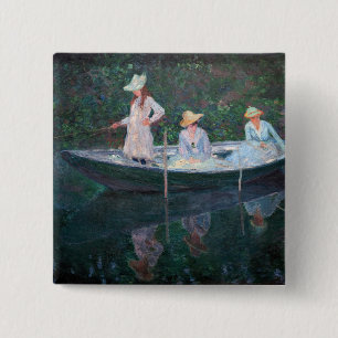 Claude Monet - In the Norvegienne Boat at Giverny 2 Inch Square Button