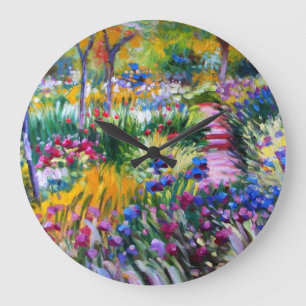 Claude Monet: Iris Garden by Giverny Large Clock