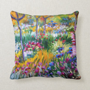 Claude Monet: Iris Garden by Giverny Throw Pillow