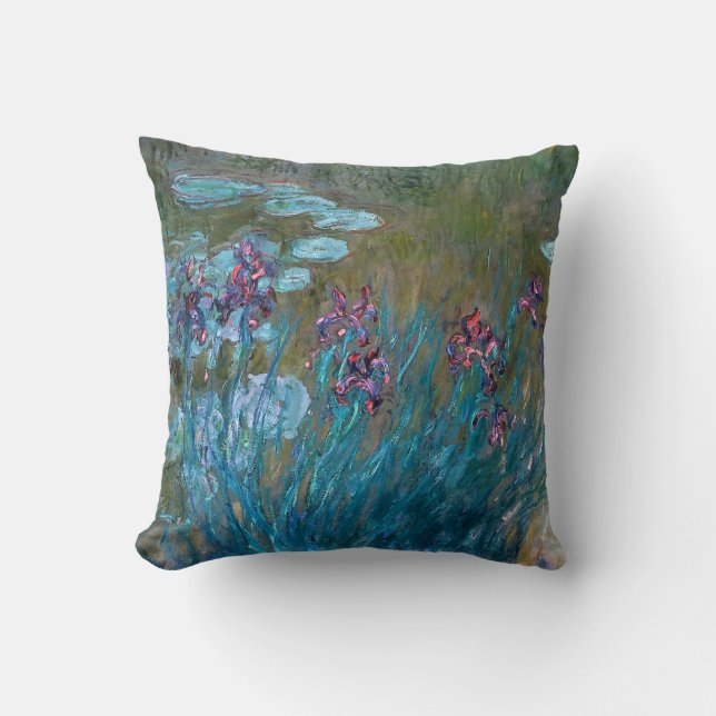 Claude Monet: Irises and Water Lilies Throw Pillow (Front)