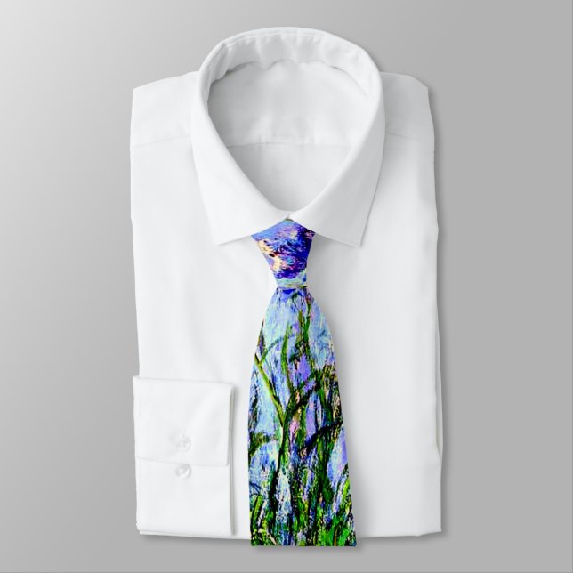Claude Monet: Irises, beautiful floral painting Tie (Tied)