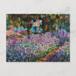 Claude Monet: Irises in Monet's Garden Postcard<br><div class="desc">Surprise your family and friends with a colourful classic postcard featuring irises in a garden,  painted by the French impressionist painter Claude Monet.</div>