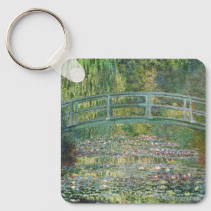 Claude Monet Japanese Bridge Water Lily Art Keychain