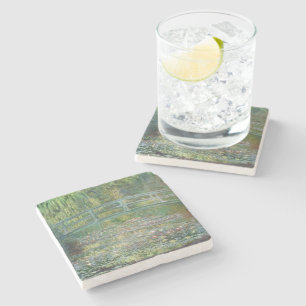 Claude Monet Japanese Bridge Water Lily Art Stone Coaster